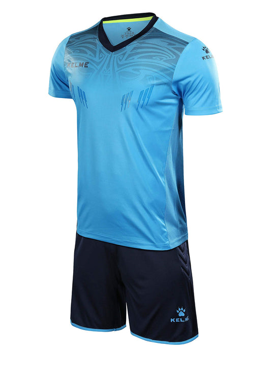 KELME Soccer Goalkeeper Jersey Short Sleeve Uniform Kit - Mens Padded Football Goalie Shirt Shorts Socks Unisex Adult Sizes (Blue (No Socks), 2X-Large)