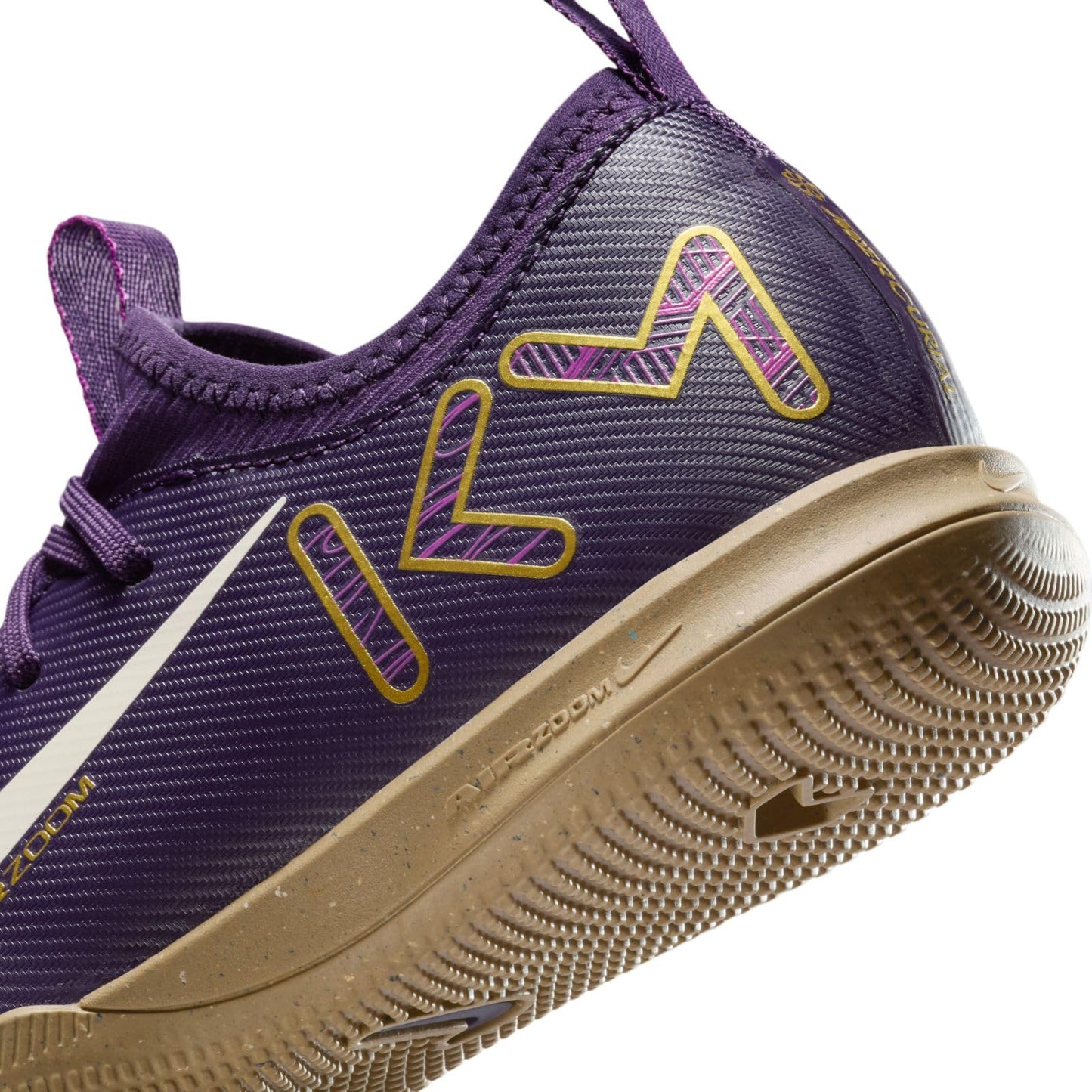 Nike Jr. Mercurial Vapor 16 Academy Kylian Mbappe Big Kids' IC Low-Top Soccer Shoes (FQ8414-500, Grand Purple/Pale Ivory) Size 3.5