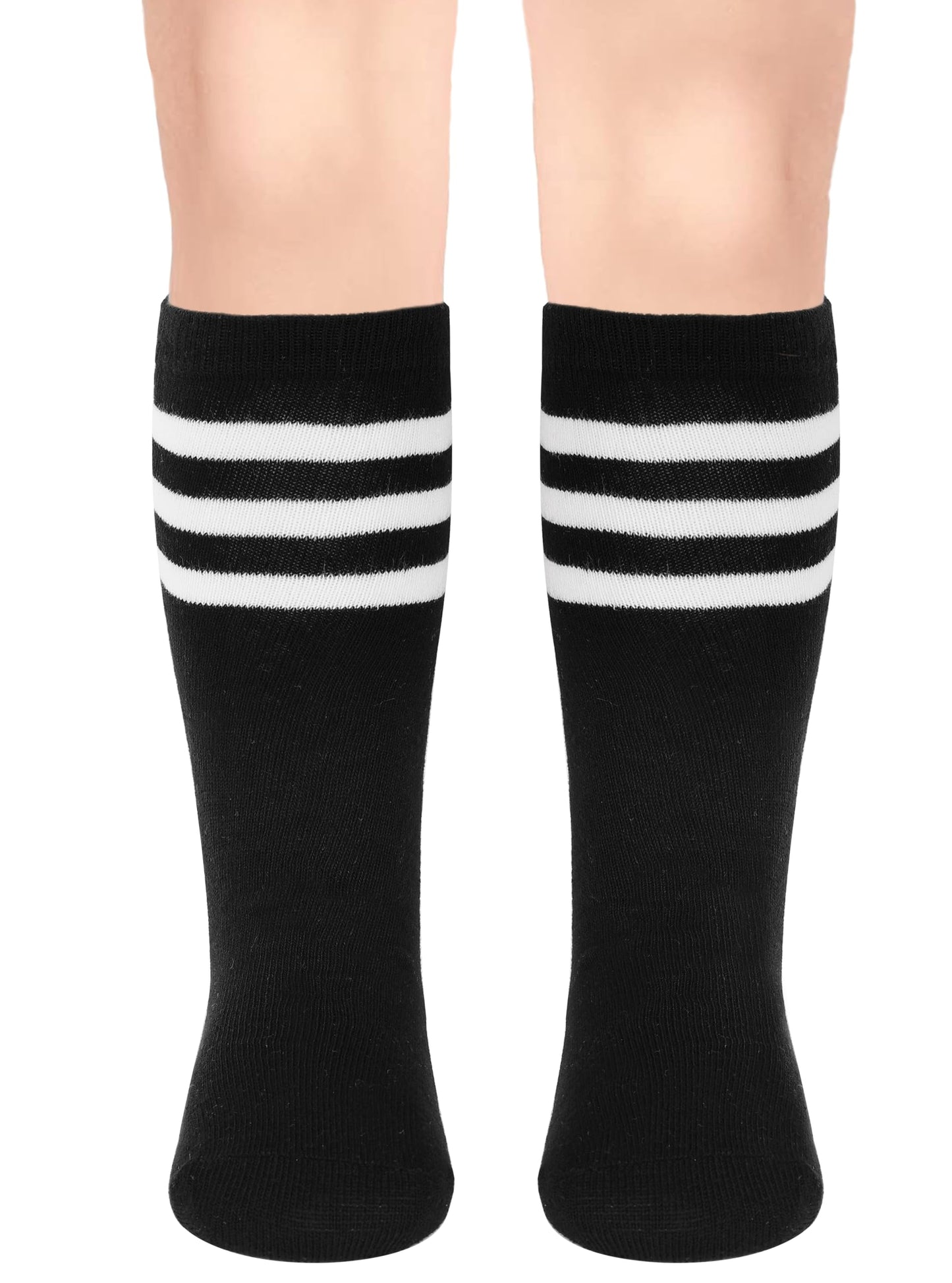 ENBAOHUI Toddler Soccer Socks Kids Tube Socks Girls Boys Knee High Sock Black/White/Blue/A-Grey/A-Black 4-7T