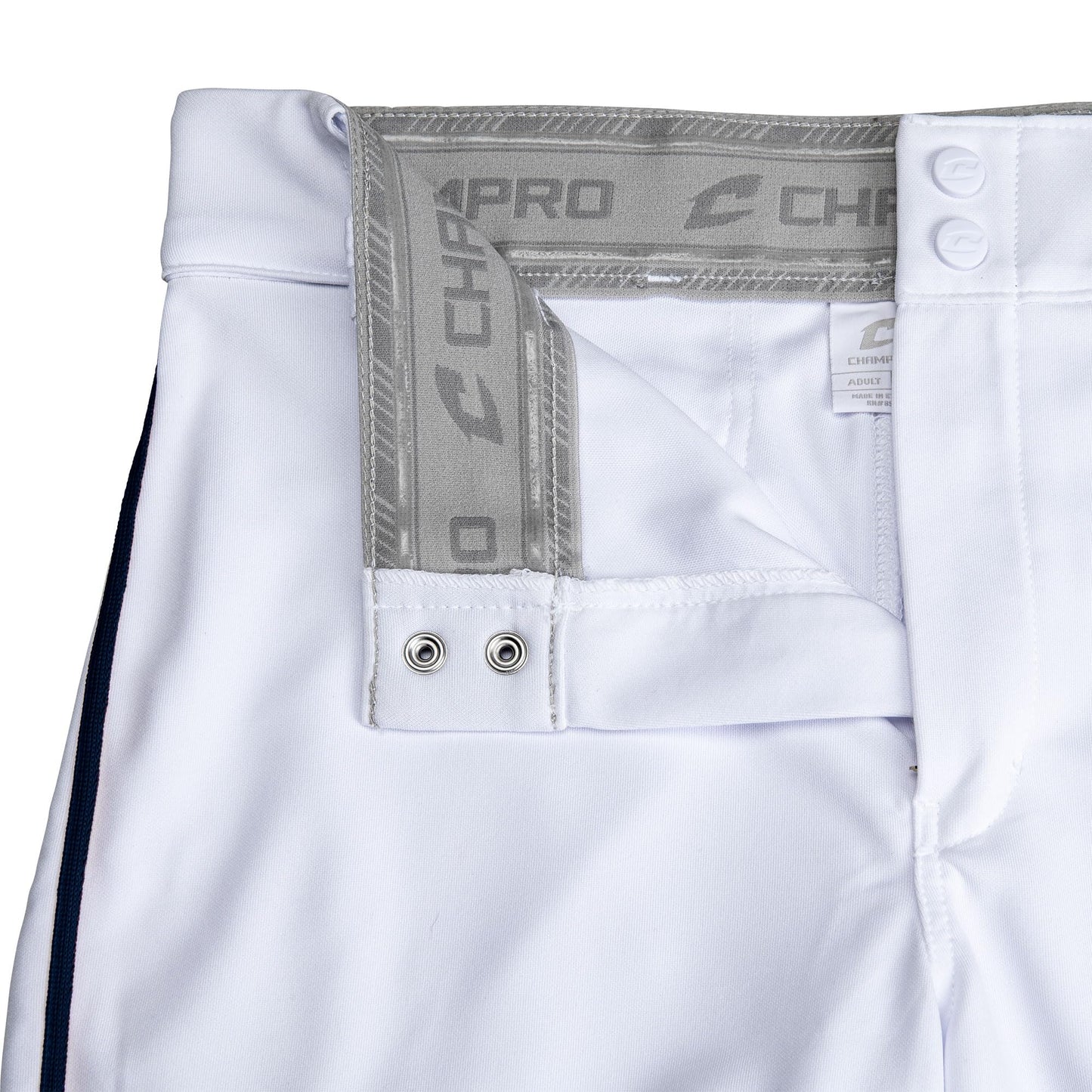 CHAMPRO Standard Triple Crown 2.0 Tapered Bottom Baseball Pants with Braid, White, Navy, 2X-Large