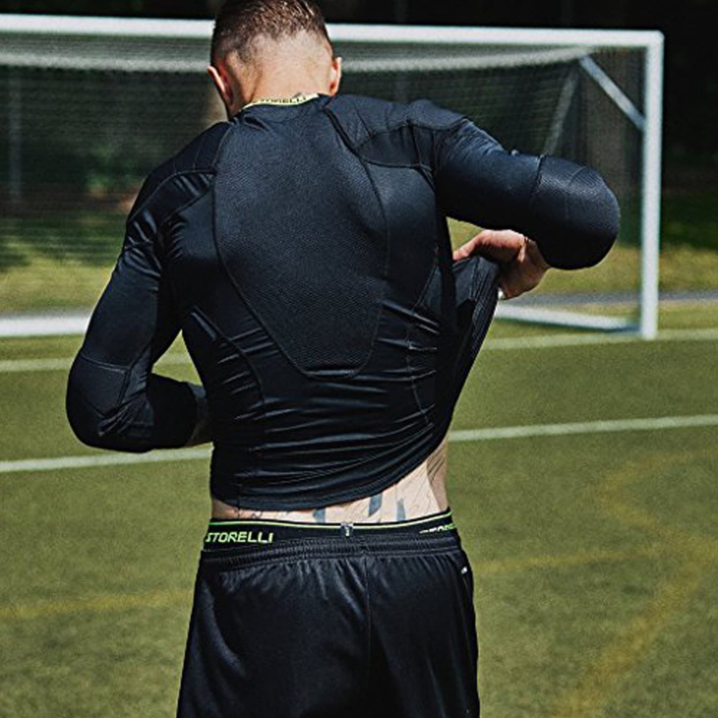 Storelli BodyShield Goalkeeper 3/4 Undershirt, Compression Shirt, Sports Accessories, Goalie Shirt, Turf Protection, Lightweight, UV Resistant, Sweat Wicking, Youth, Extra Large Black