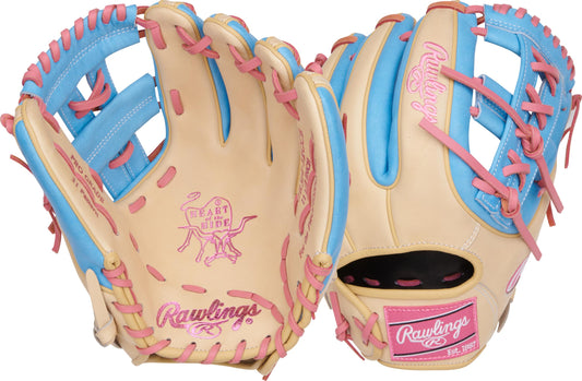 Rawlings | Heart of The Hide Series Baseball Glove | 11.5' | RHT | Pro I-Web | Camel/Columbia Blue/Pink