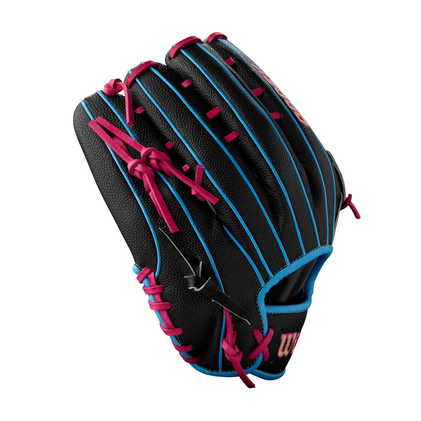 Wilson Summer 2025 A2000 1777SS 12.75” Outfield Baseball Glove - Right Hand Throw, Black/Sky Blue/Flamingo