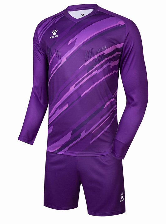 KELME Soccer Goalkeeper Jersey Pro Set Uniform - Padded Goalkeeper Shirt Shorts Socks - Men's Goalie Jersey Adults Kids (Purple (No Socks), 2X-Large)
