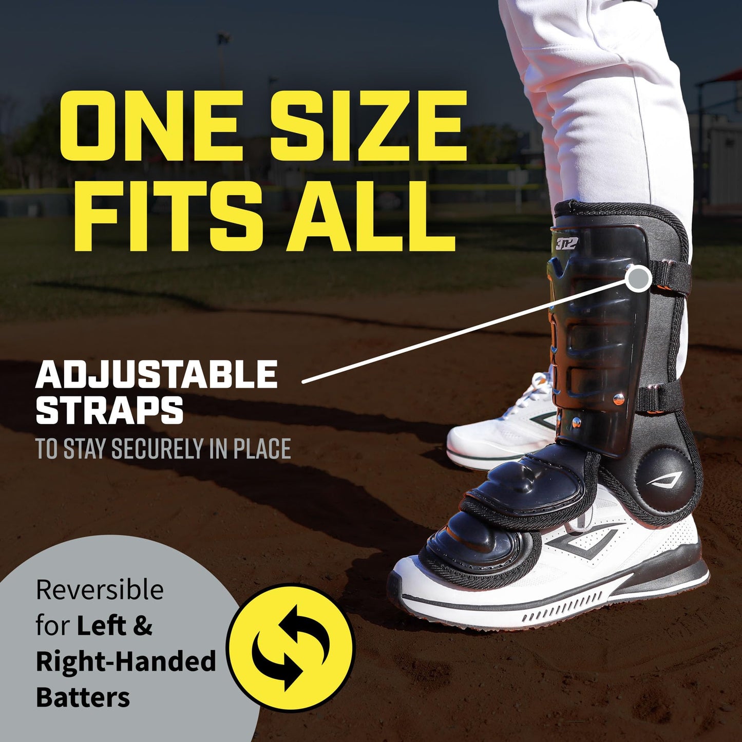 3N2 Batters Pro Clutch Leg Guard for Baseball or Fastpitch Softball, Fully Adjustable Shin, Ankle and Foot Protection, Quick-Release Buckles - Ambidextrous - Royal