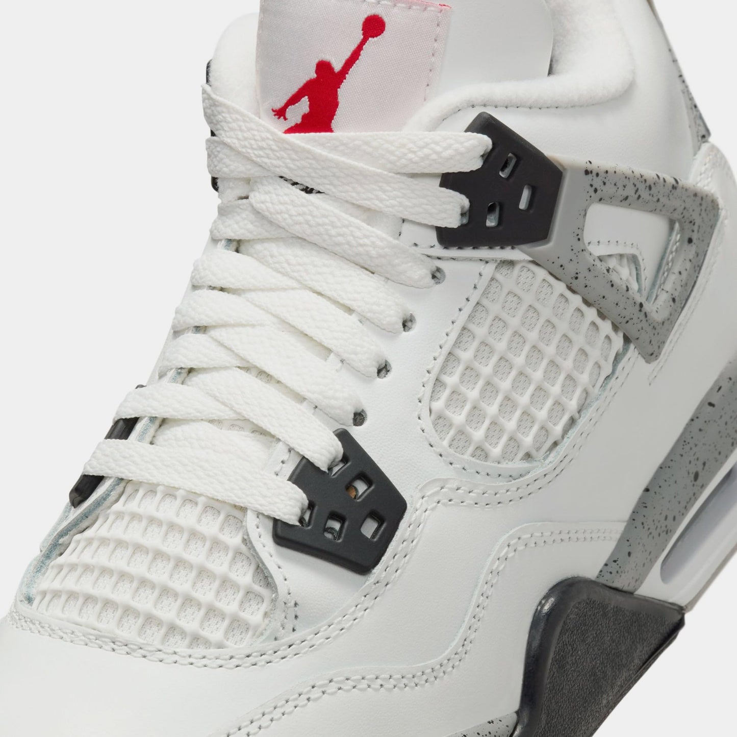 Air Jordan 4 Retro White Cement Grade School Lifestyle Shoes (Black/Grey/Red/White) Size 4