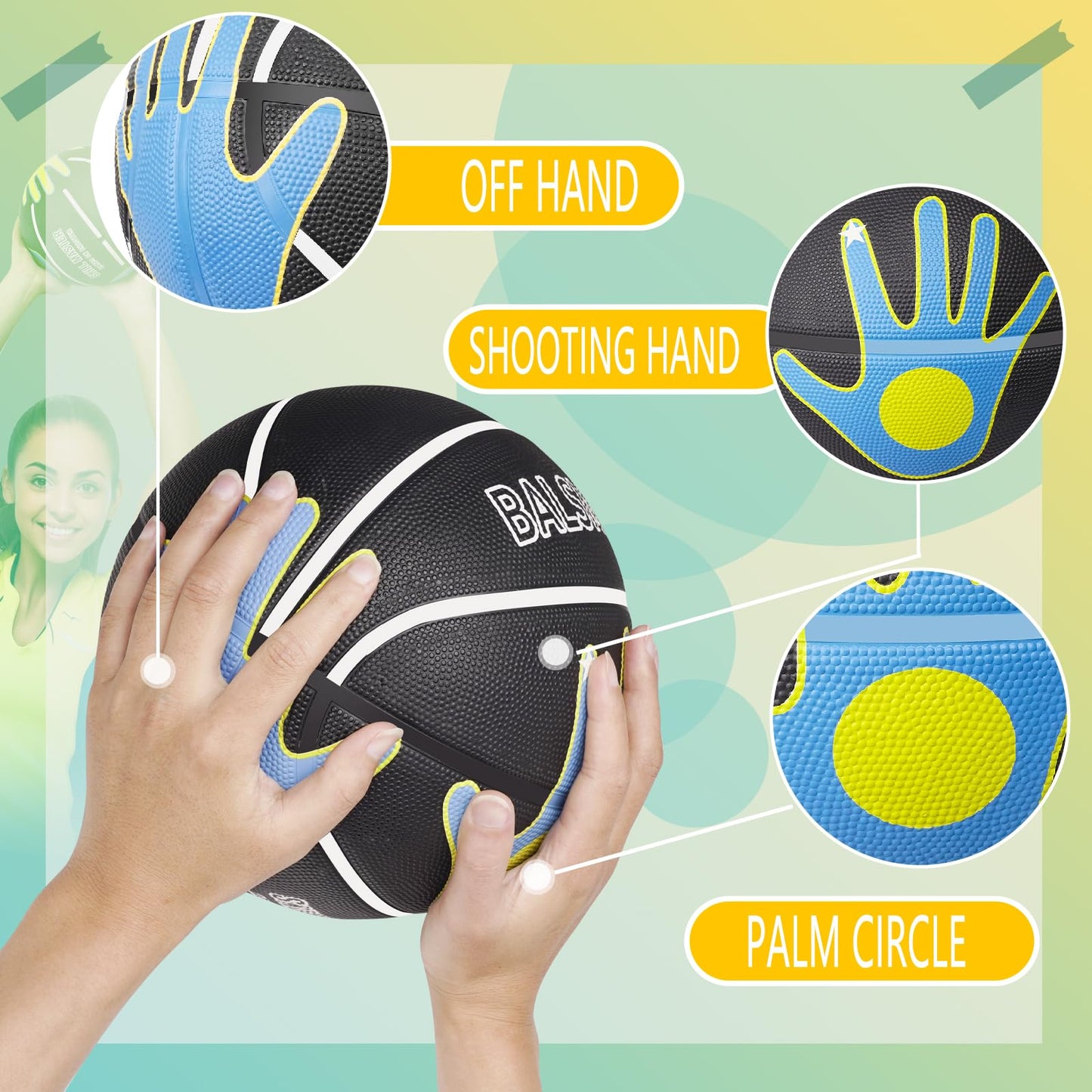 BALSMART Basketball Training Equipment for Youth Size 6/28.5”, Basketball Shot Trainer with Hand Position