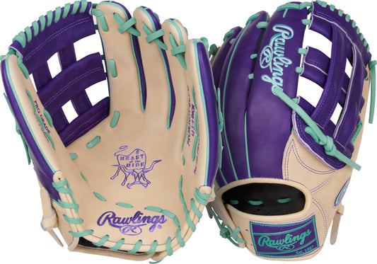 Rawlings | Heart of The Hide | ColorSync | RHT | 12.75" | Outfield | Pro H-Web | Camel/Purple/Mint