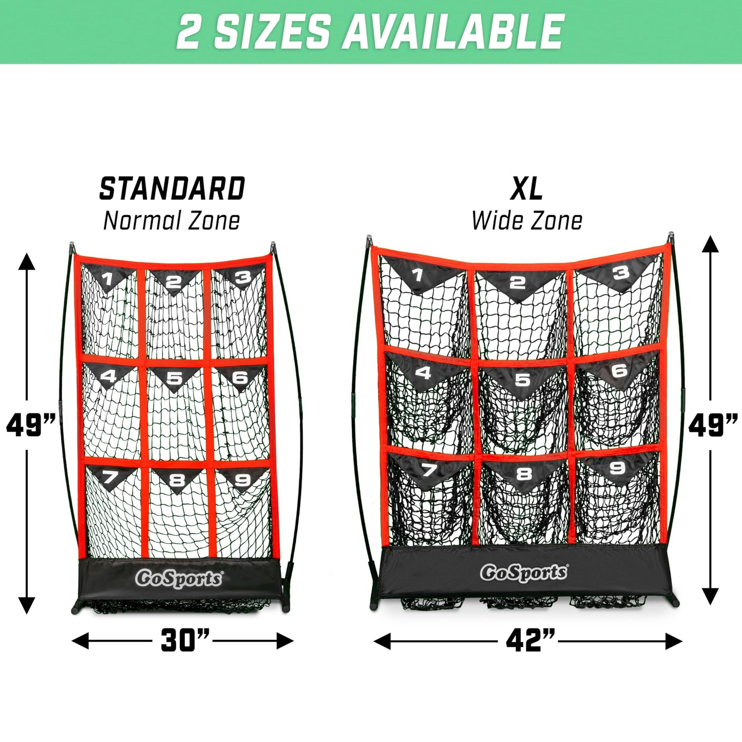 GoSports 9 Hole Baseball & Softball Pitching Strike Zone Target Net - 49 x 30 Inches