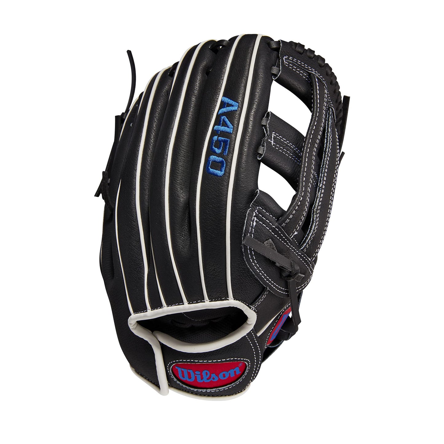 Wilson 2022 A450 12" Outfield Baseball Glove - Black/Red/Blue, Left Hand Throw
