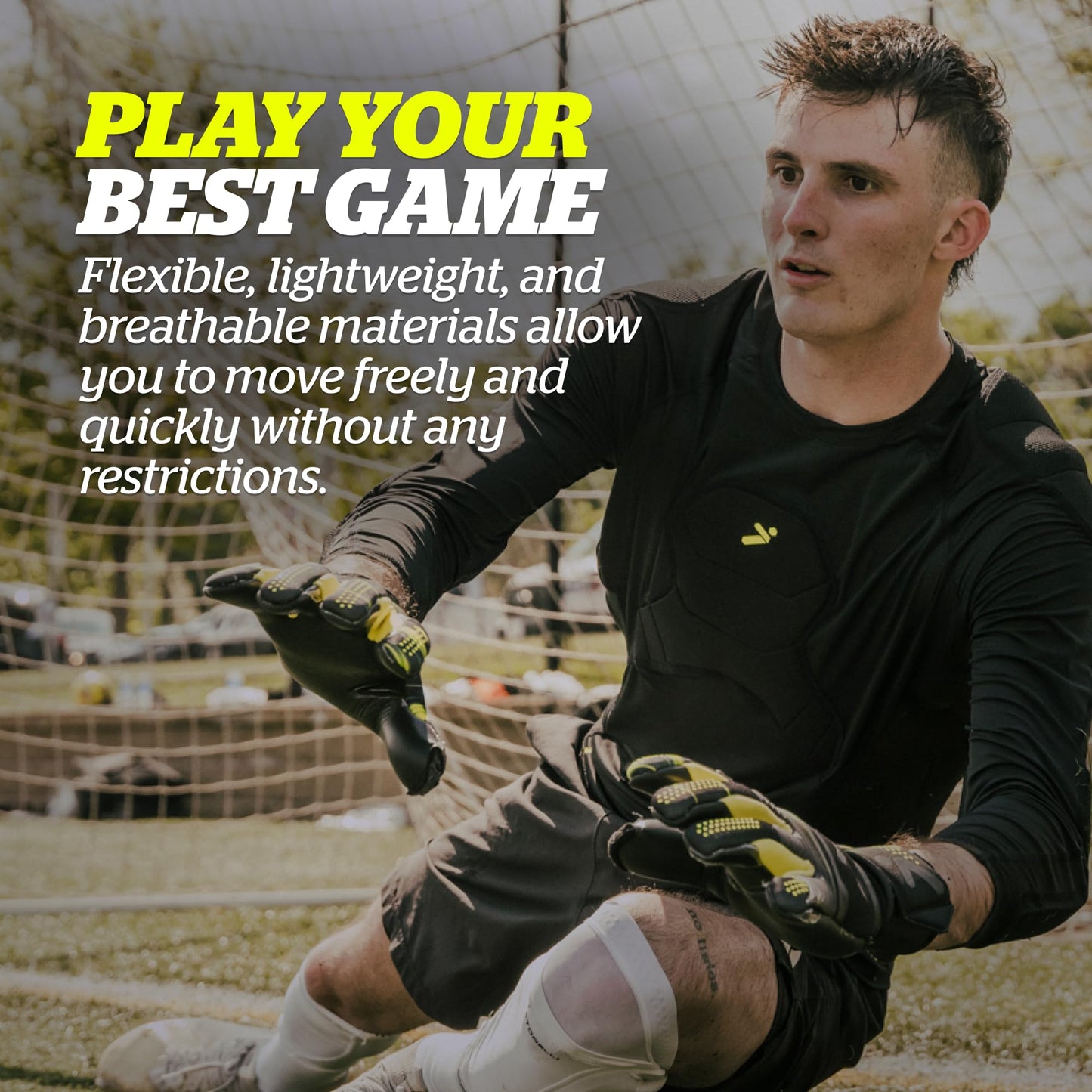 Storelli BodyShield Goalkeeper 3/4 Undershirt, Compression Shirt, Sports Accessories, Goalie Shirt, Turf Protection, Lightweight, UV Resistant, Sweat Wicking, Standard, Extra Large Black