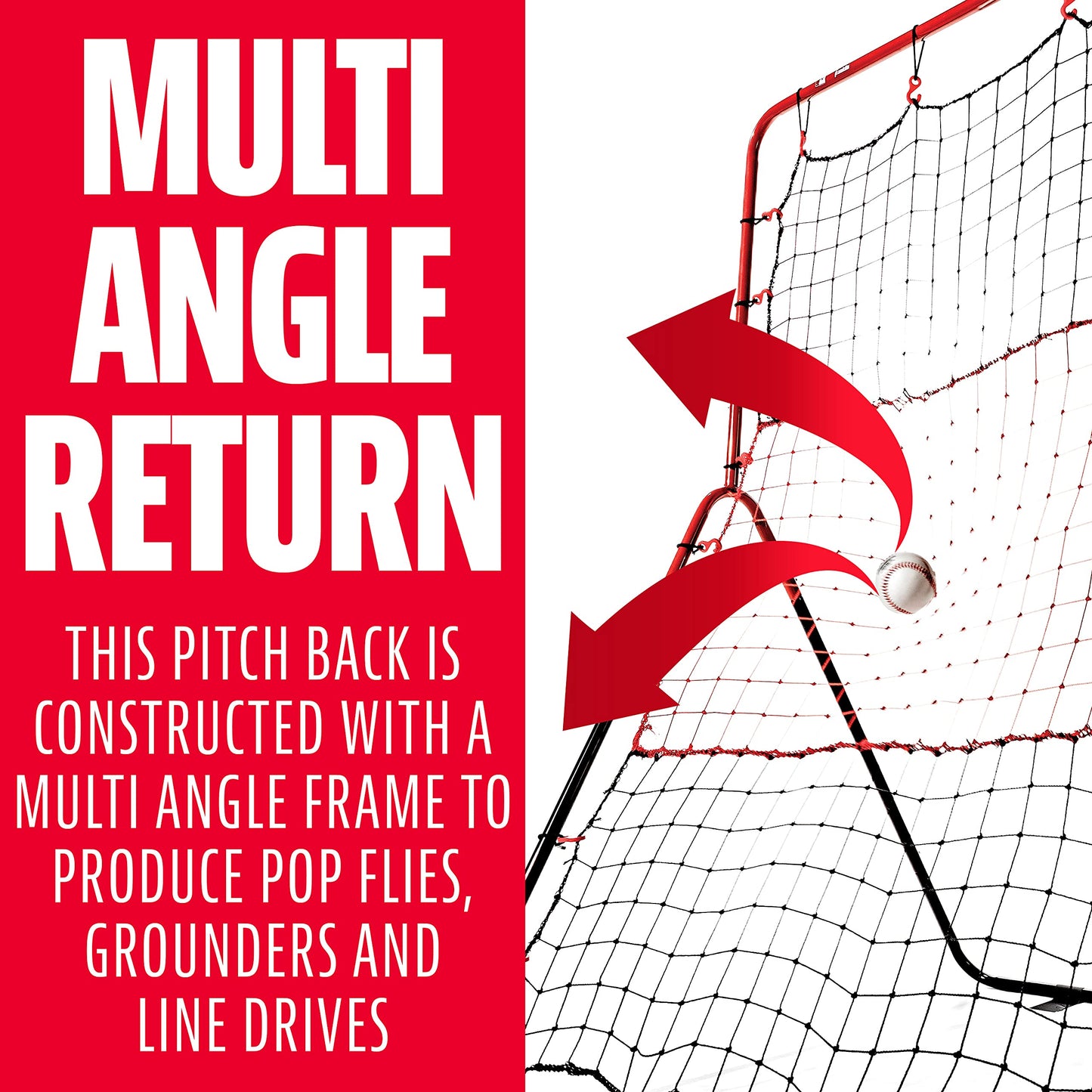 Franklin Sports Baseball Rebounder Net - 3-Way Baseball + Softball Pitchback Net + Fielding Trainer - Bounce Back Net