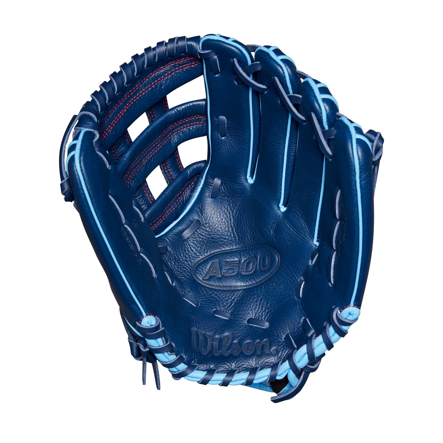 Wilson A500 12" Infield Youth Baseball Glove - Right Hand Throw, Navy/Blue/Red