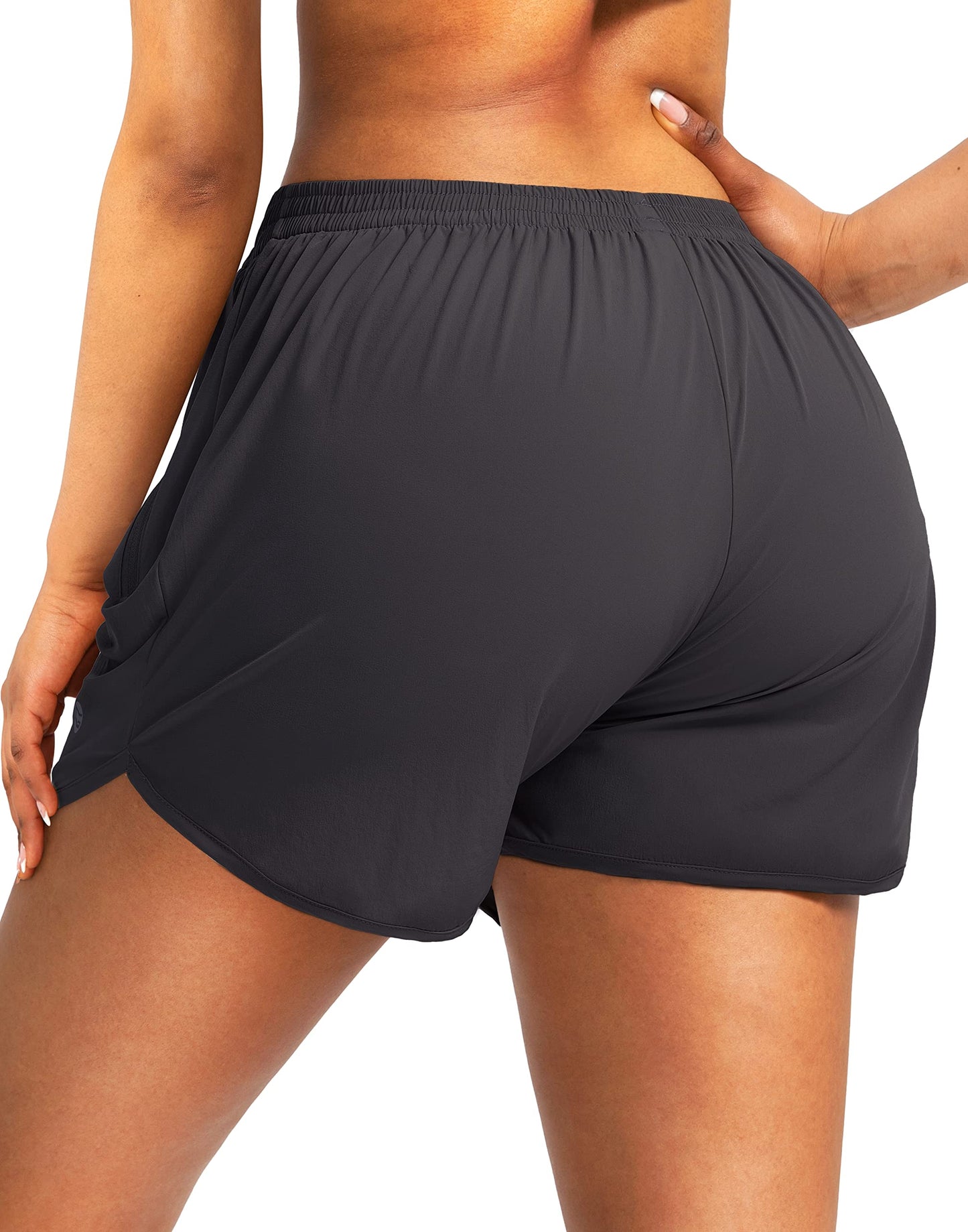 G Gradual Women's Running Shorts with Zipper Pockets Quick Dry Athletic Workout Gym 3" Short Shorts for Women with Comfy Liner (Dark Grey, Medium)