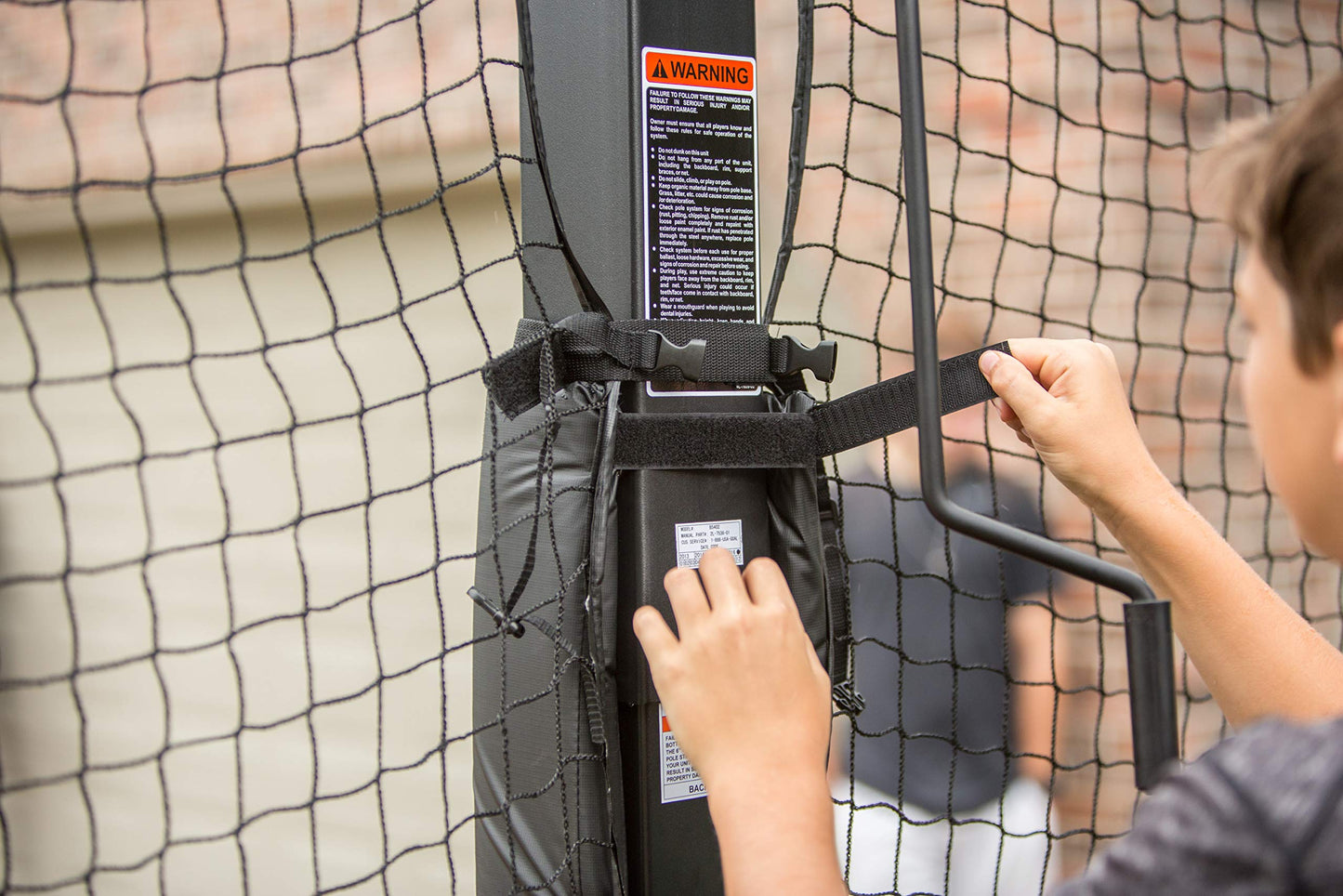 Silverback Basketball Yard Guard Defensive Net System Rebounder with Foldable Net and Arms into Pole , White/Black, Large