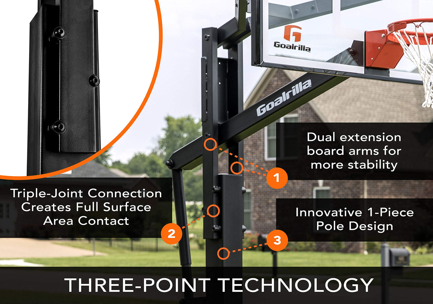Goalrilla Basketball Hoops with Tempered Glass Basketball Goal Backboard, Black Anodized Frame, and In-ground Anchor System