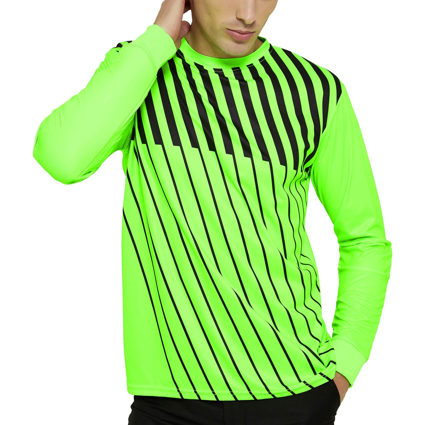 TopTie Long Sleeve Soccer Goalkeeper Jersey with Sponge Protector for Adult Youth, Arm Padded Goalie Shirt-S Green