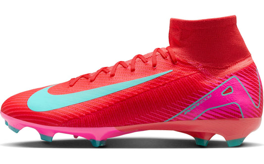 Nike Mercurial Superfly 10 Pro FG High-Top Soccer Cleats (HF9433-800, Ember Glow/Aurora Green) Size 8.5