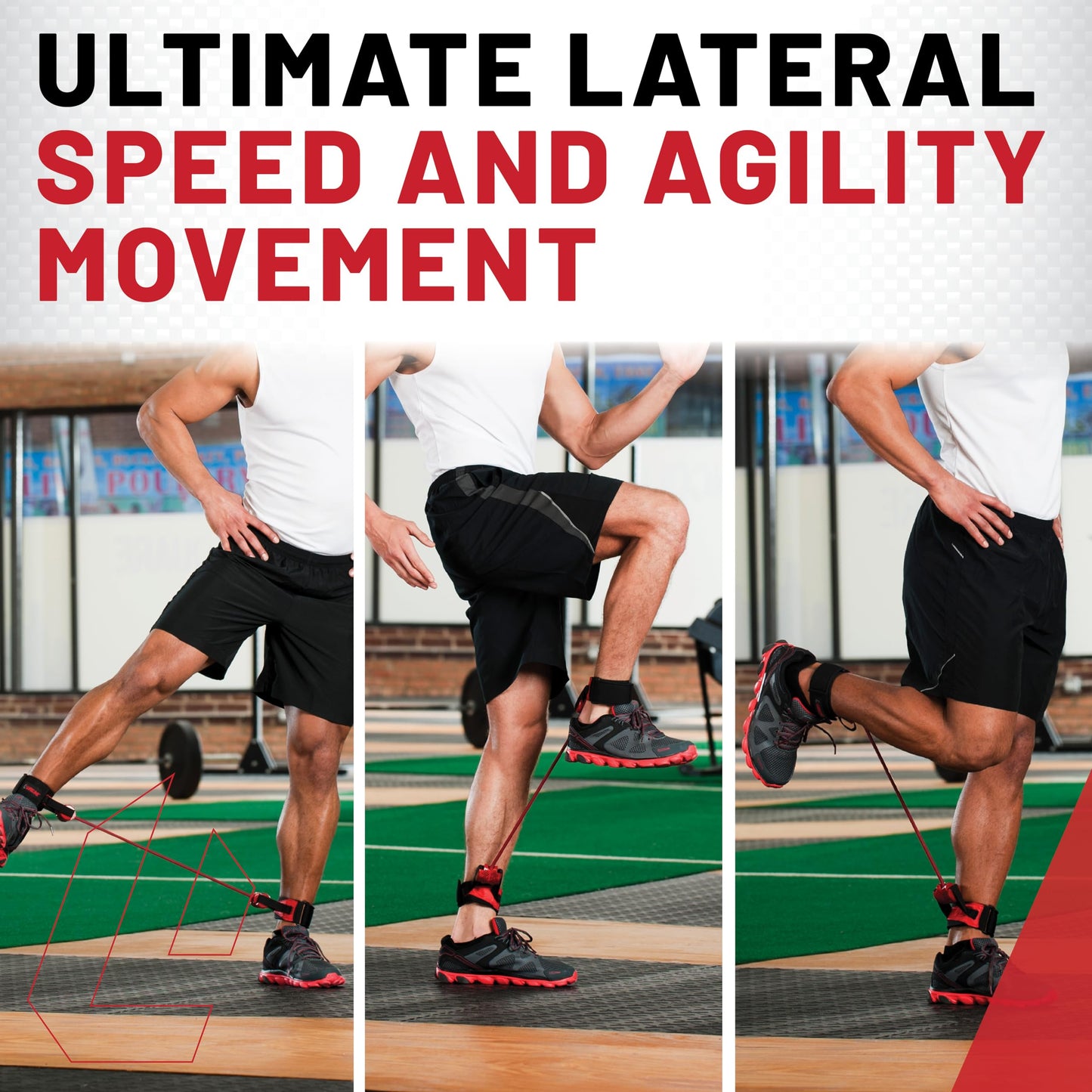 Lifeline Fitness Interchangeable Lateral Resistor - Professional Resistance Tool with up to 120lbs Resistance - Variable Weighted Resistance for Lower Body Strength - Workout Agility