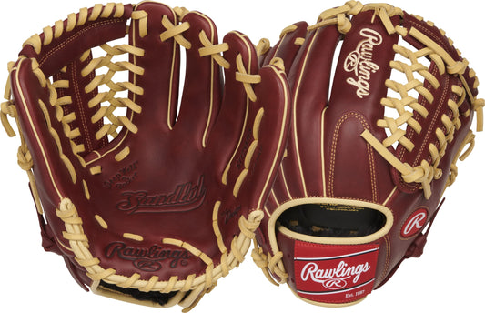 Rawlings | SANDLOT Baseball Glove | Left Hand Throw | 11.75" - Modified Trap-Eze Web, 11.75 inch - Trapeze Web - Burgundy