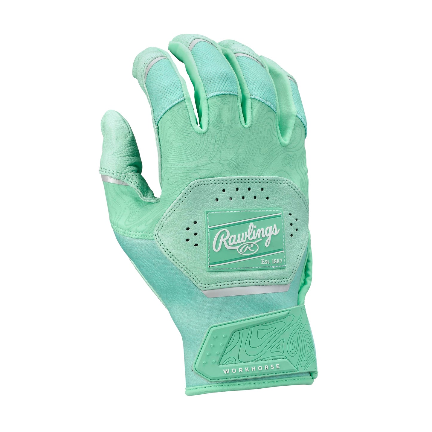 Rawlings | Adult Workhorse Baseball Batting Gloves | Mint/Mint | LRG