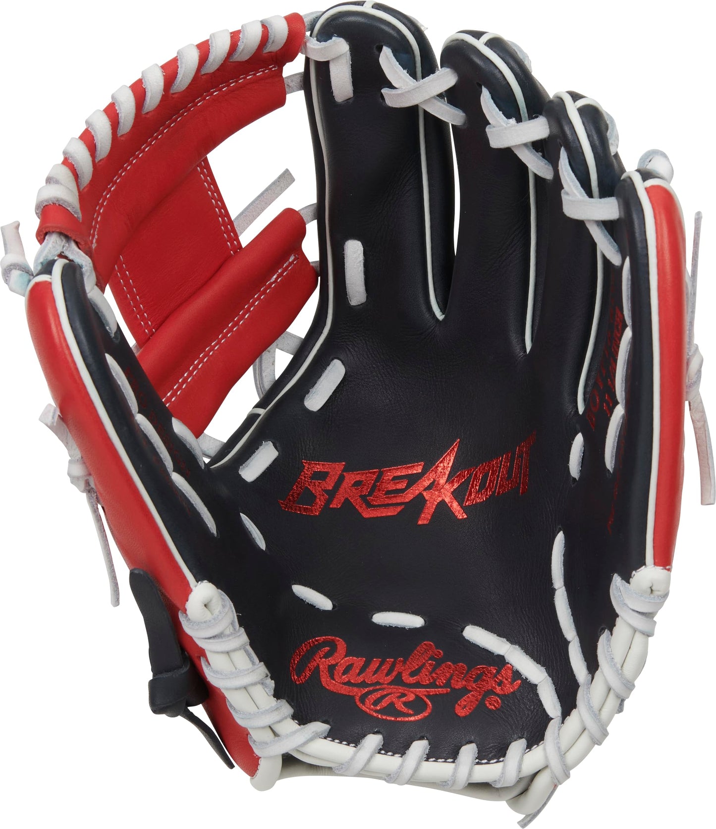 Rawlings | Breakout Youth Pro Taper Baseball Glove | Right Hand Throw | 11.25" - Pro I-Web | Navy/Red/White