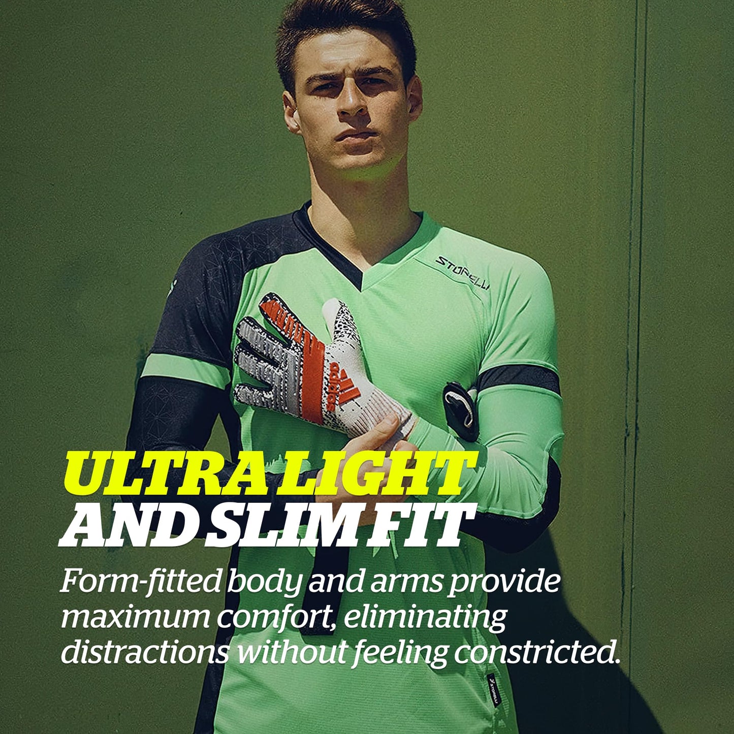 Storelli ExoShield Gladiator Goalkeeper Jersey, High-Impact Protection, Sweat-Wicking, Breathable Athletic Shirt for Soccer & Heavy-Duty Sports, Green,Youth Small