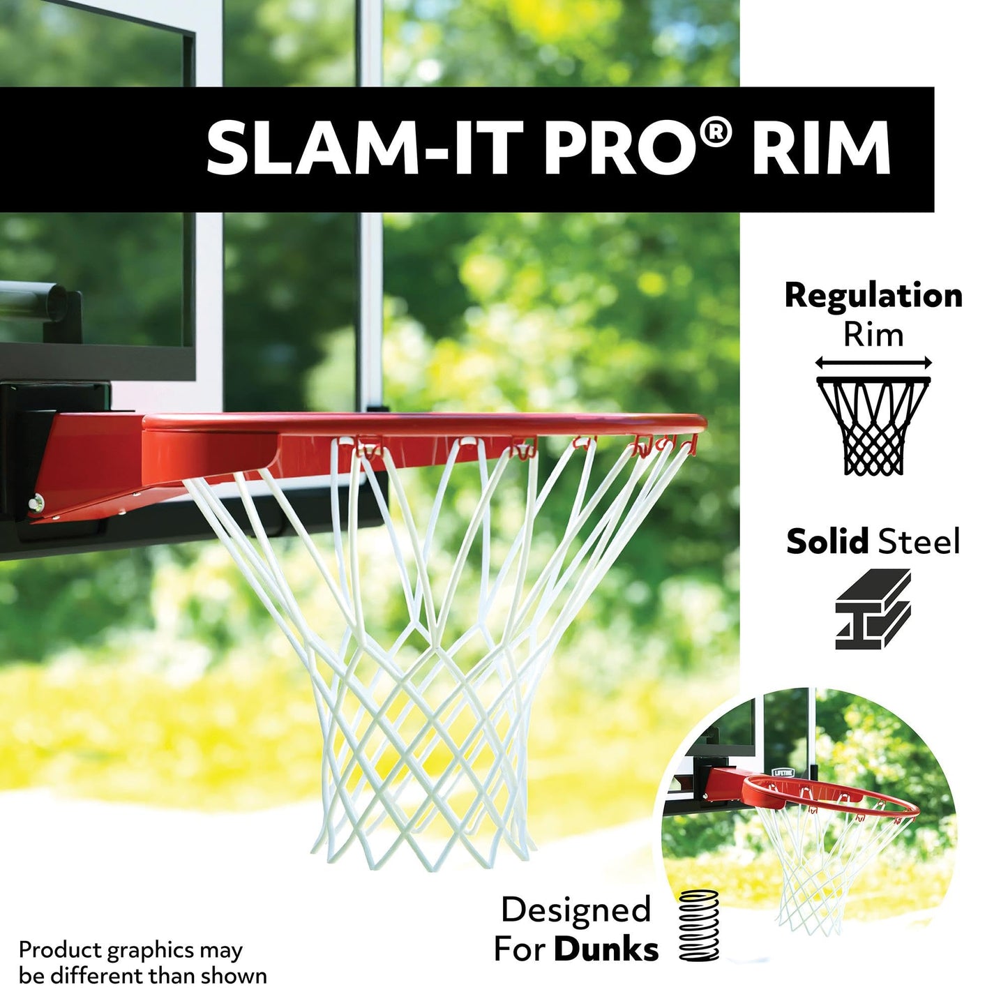 Lifetime Adjustable Portable Basketball Hoop, 54-Inch Steel-Framed Polycarbonate Backboard