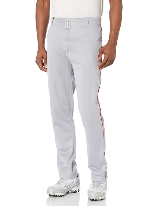Wilson Men's Classic Relaxed Fit Piped Baseball Pant, Grey/Scarlet, XX-Large