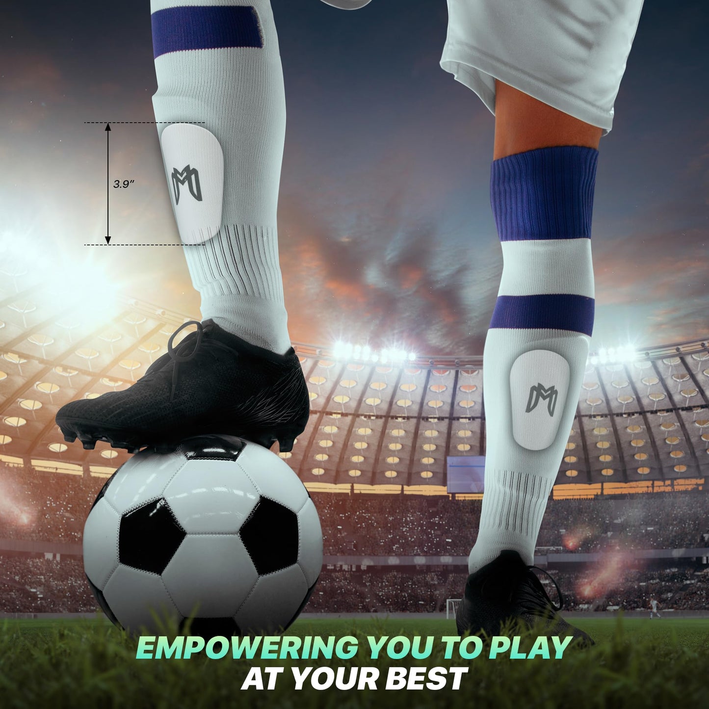 MediCaptain MiniGuards - Mini Shin Guards for Soccer Players - Tiny Shin Pads for Men, Women, Teens - Miniature Shin Guards 3.9 x 2.4 inch - Perfect for High Level Soccer Athletes (White)