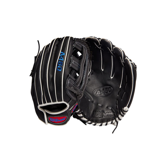 Wilson 2022 A450 12" Outfield Baseball Glove - Black/Red/Blue, Left Hand Throw