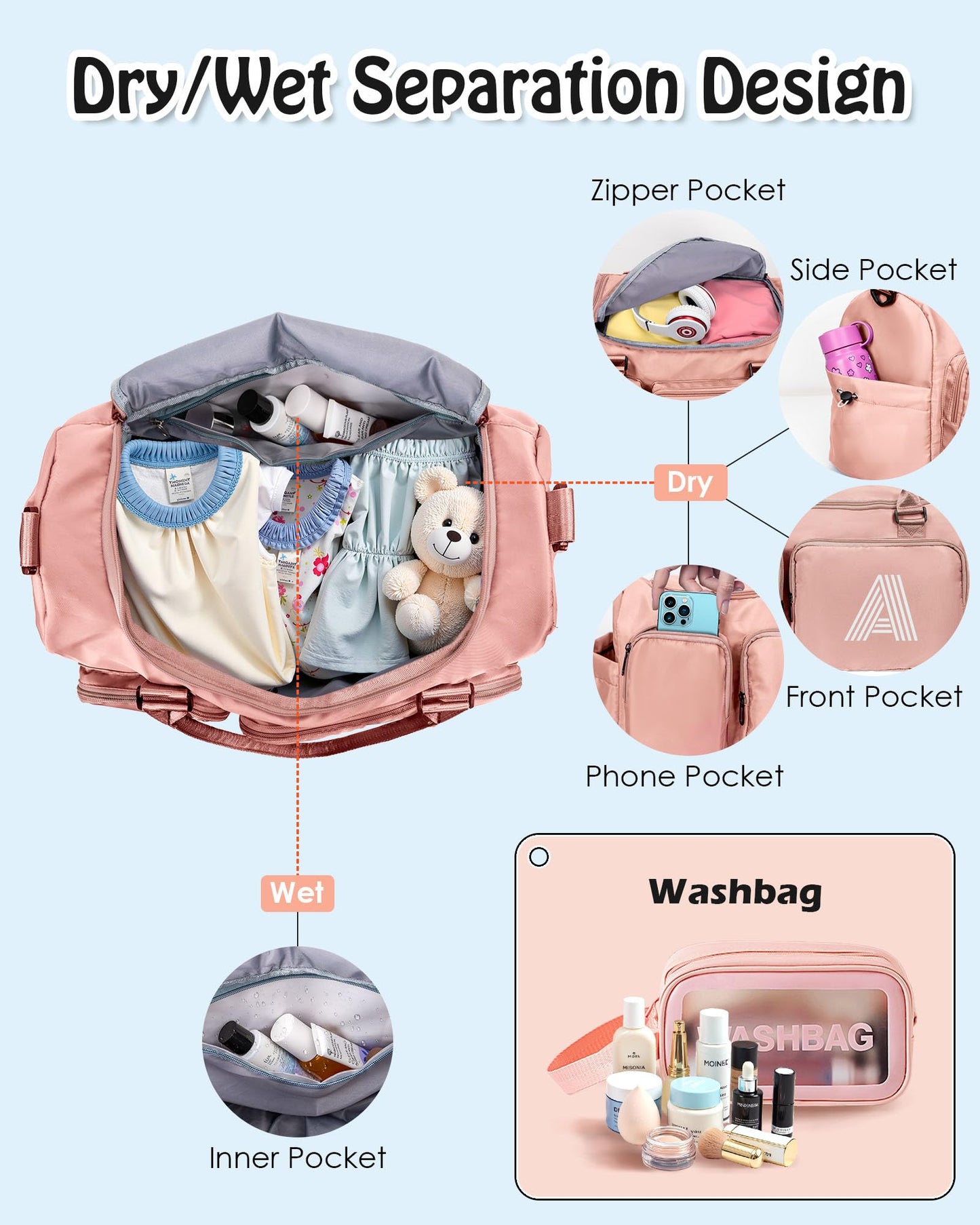 Elilier Travel Duffle Bag, Sports Gym Duffle Bag, Personalized Weekender Bag, Monogram Overnight Bag, 8-18 year old girls Party Favors