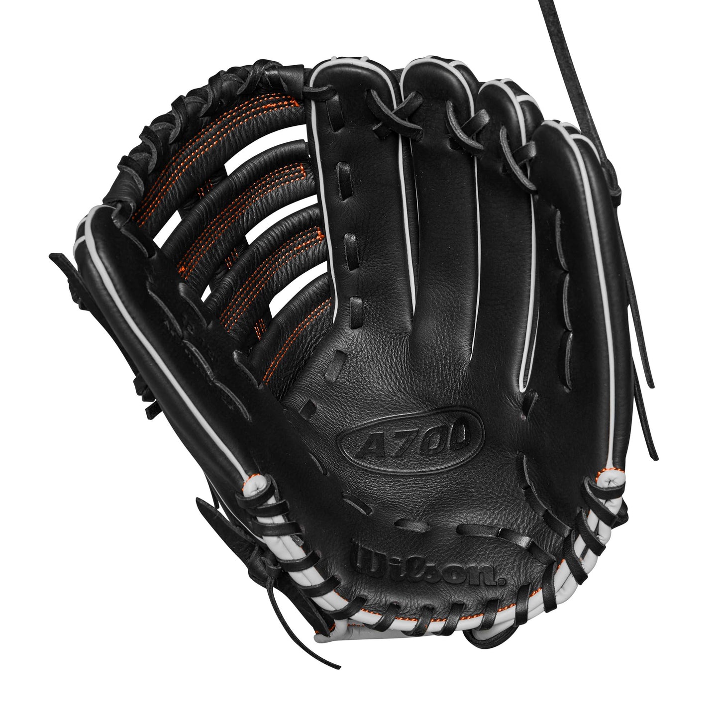 Wilson 2024 A700 12.5" Outfield Baseball Glove - Black/Silver/Orange, Right Hand Throw