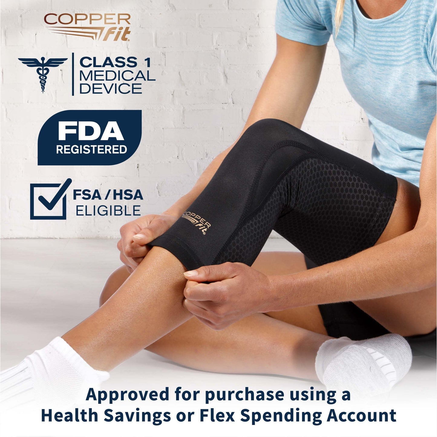 Copper Fit PRO Recovery Knee Compression Sleeve - Breathable, Second Skin Feel - Arthritis, Joint Pain, Circulation - For Men and Women (Medium)