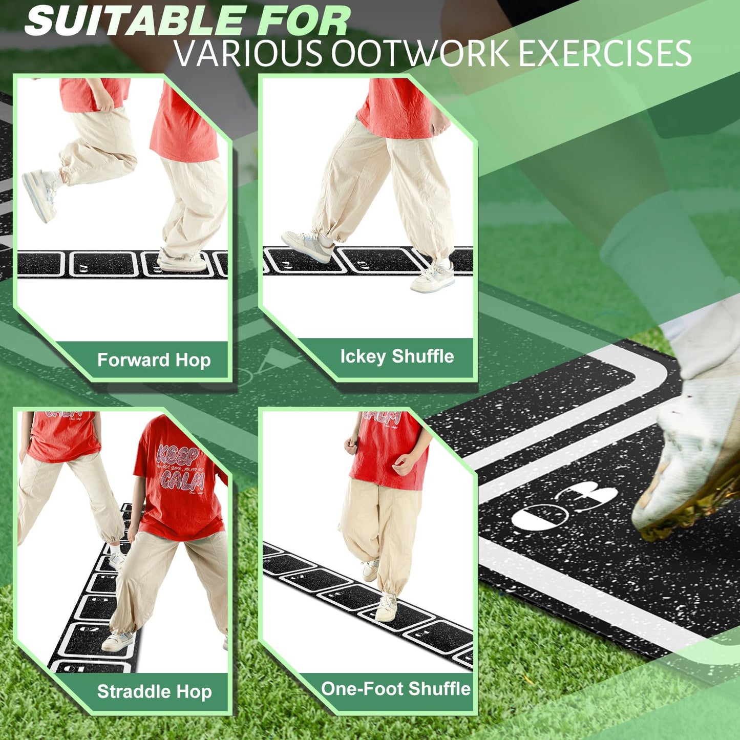 WinnerWhy Rubber Agility Ladder 15 ft Non-Slip Rubber Speed Agility Training Ladder for Soccer Football Footwork Training Equipment for Fitness Boxing Sports Quick Exercise Gym Workout