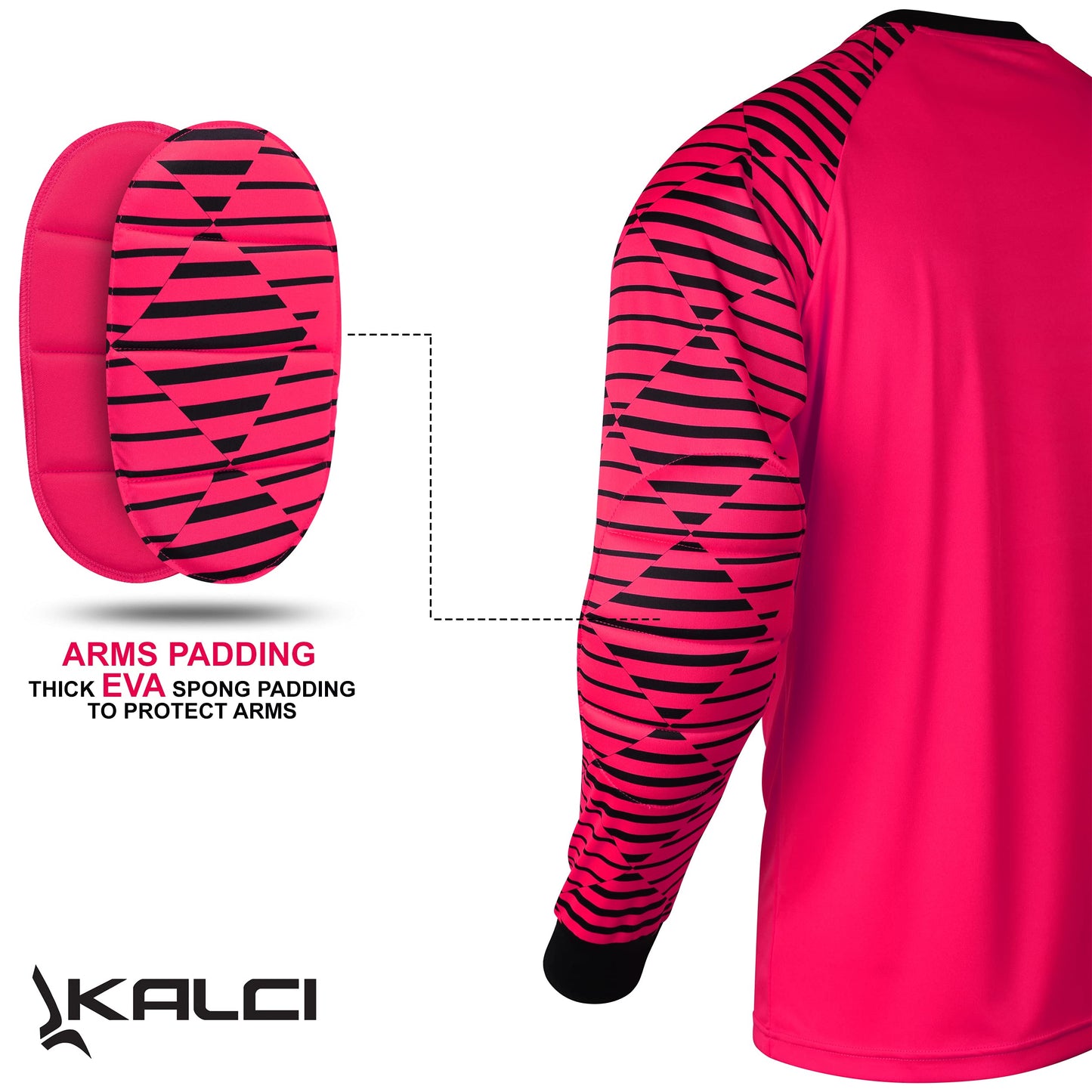 Kalci Soccer Goalie Jersey Padded Football Shirt for Adult/Kids Long Sleeve Football Padded Shirt Mens Goalkeeper Jersey Pink-AL
