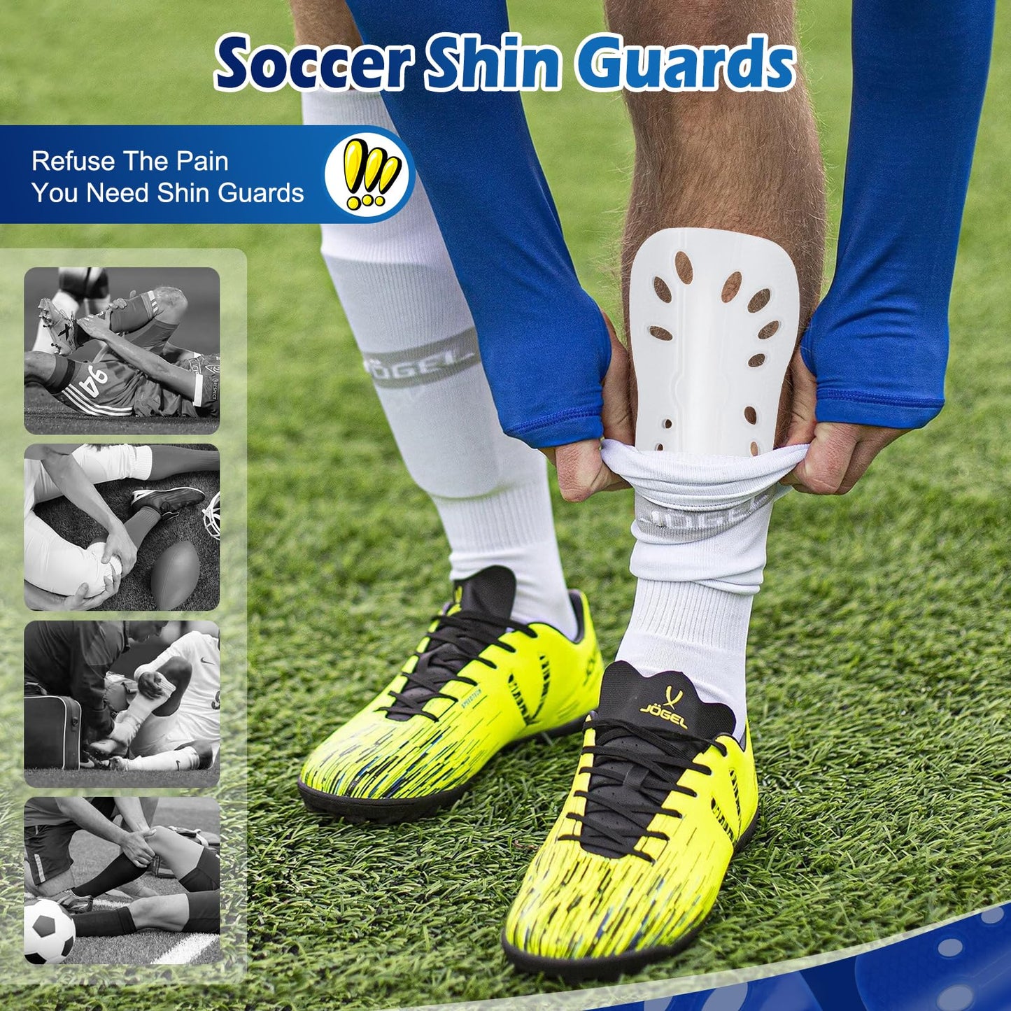 Soccer Shin Guards, 2 Pair Lightweight and Breathable Shin Guard Sleeves for Adults Football Player, Calf Protective Gear Shin Guards for Men Women (Bigger Shin Guards)