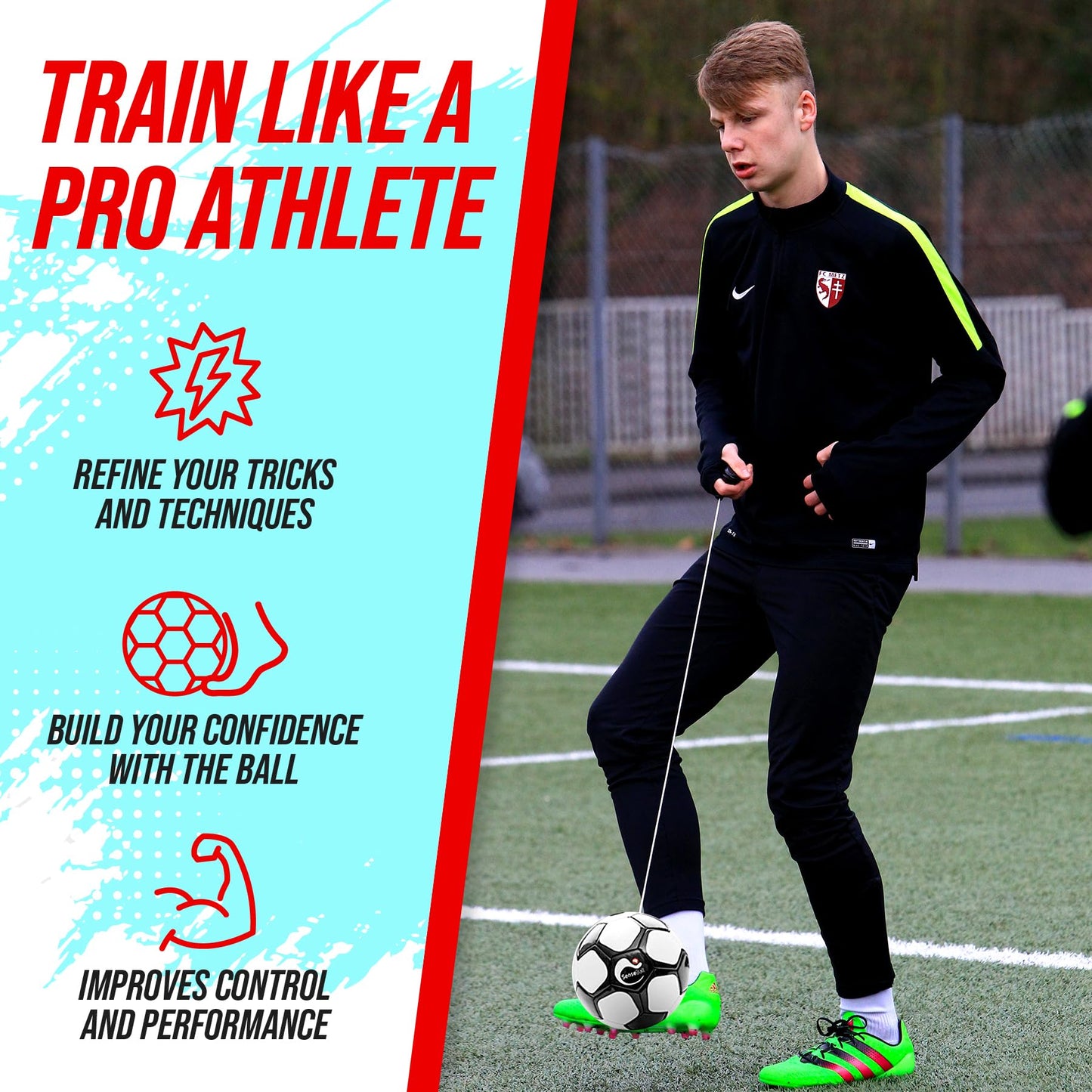 SenseBall Soccer Ball - Training Gear for Kids & Adults - Improve Skills & Control with 50 Video Exercises & Personal Soccer Coach App