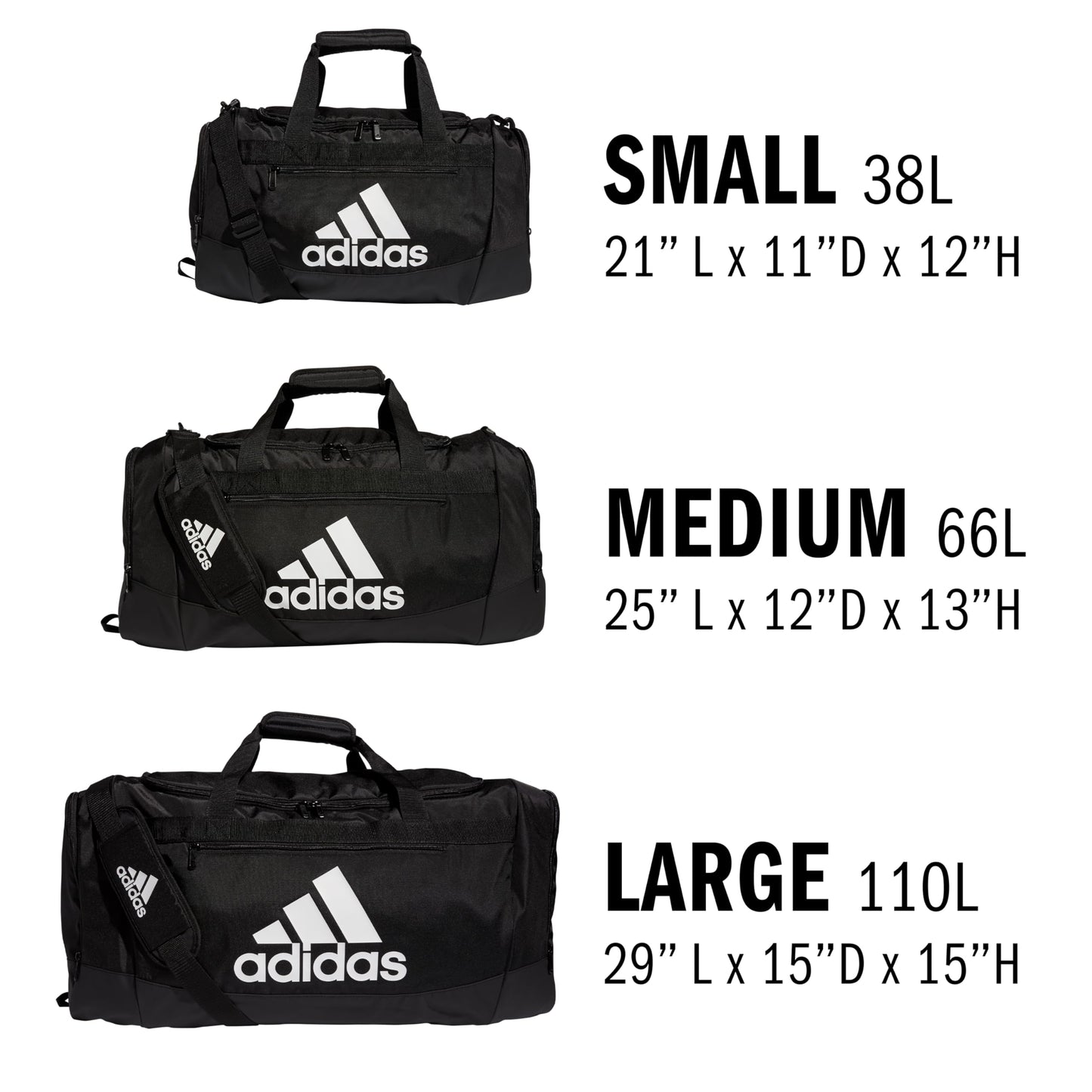 adidas Unisex Defender 4.0 Gym Duffel Bag for Men and Women, Black/White, Medium (66L)