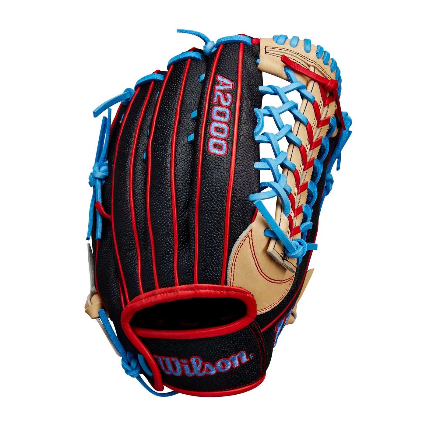 Wilson Spring 2025 A2000® PF92SS 12.25” Outfield Baseball Glove - Right Hand Throw, Black/Red/Sky Blue