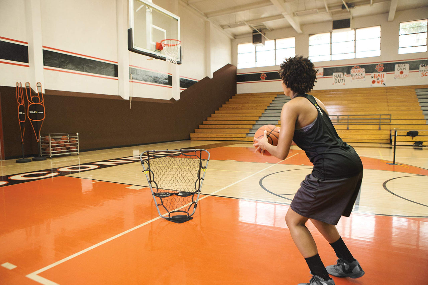SKLZ Solo Assist Portable Basketball Practice Rebounder, 42-Inch – Training Tool for Shooting, Passing, and Dribbling – Durable, Easy Setup Basketball Training Aid for Home or Court Use