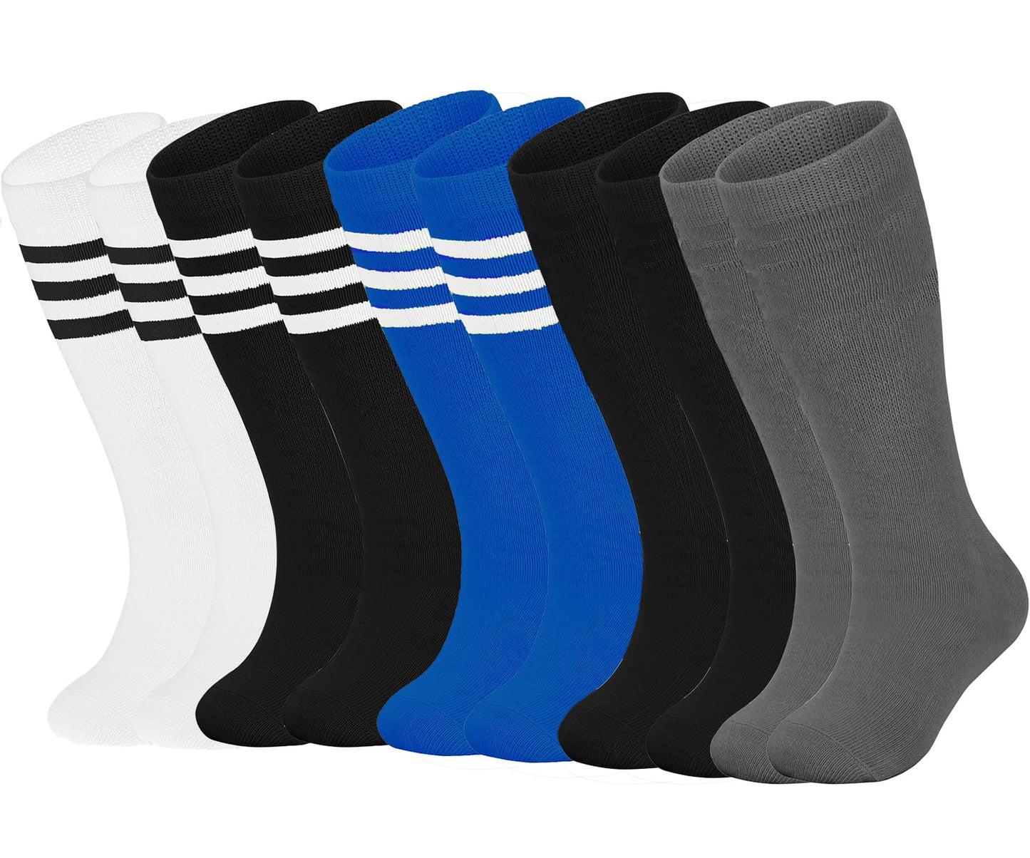 ENBAOHUI Toddler Soccer Socks Kids Tube Socks Girls Boys Knee High Sock Black/White/Blue/A-Grey/A-Black 4-7T