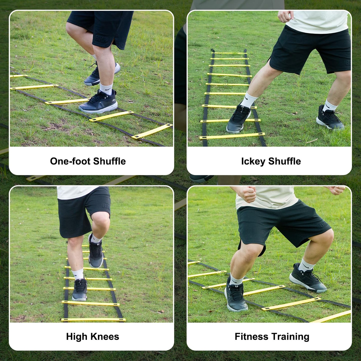 MIVERYEA Soccer Training Equipment Set, 20 Feet 12 Rungs Pro Speed & Agility Ladder, Resistance Parachute, Jump Rope, 5 Resistance Bands with Carrying Bag