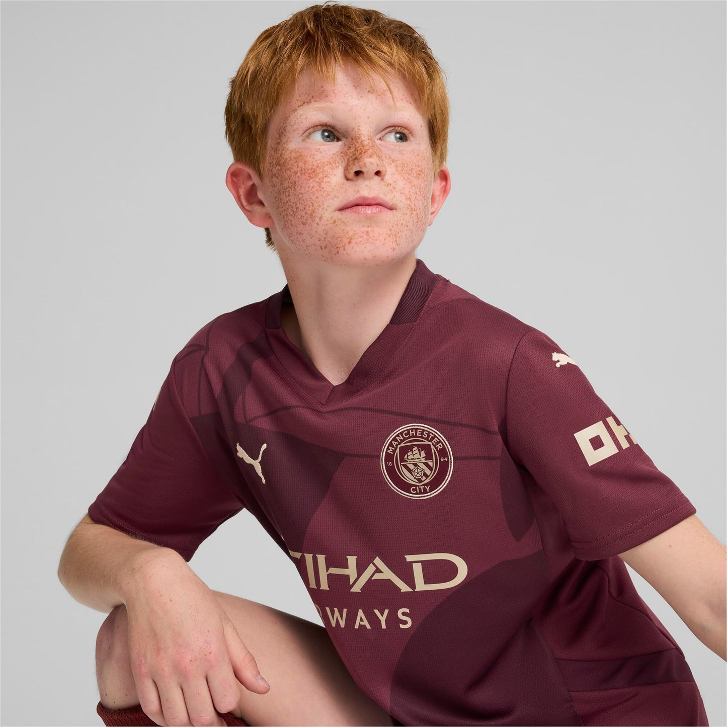 Manchester City FC Kids 2024/25 Third Soccer Jersey - Burgundy - Size: S