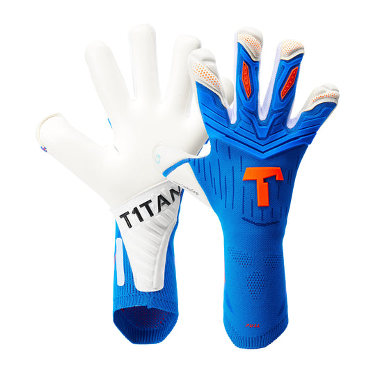 T1TAN Alien Gravity Blue 2.0 - Soccer Goalie Gloves - Mixed Cut and 4mm Gecko Grip - Size 9