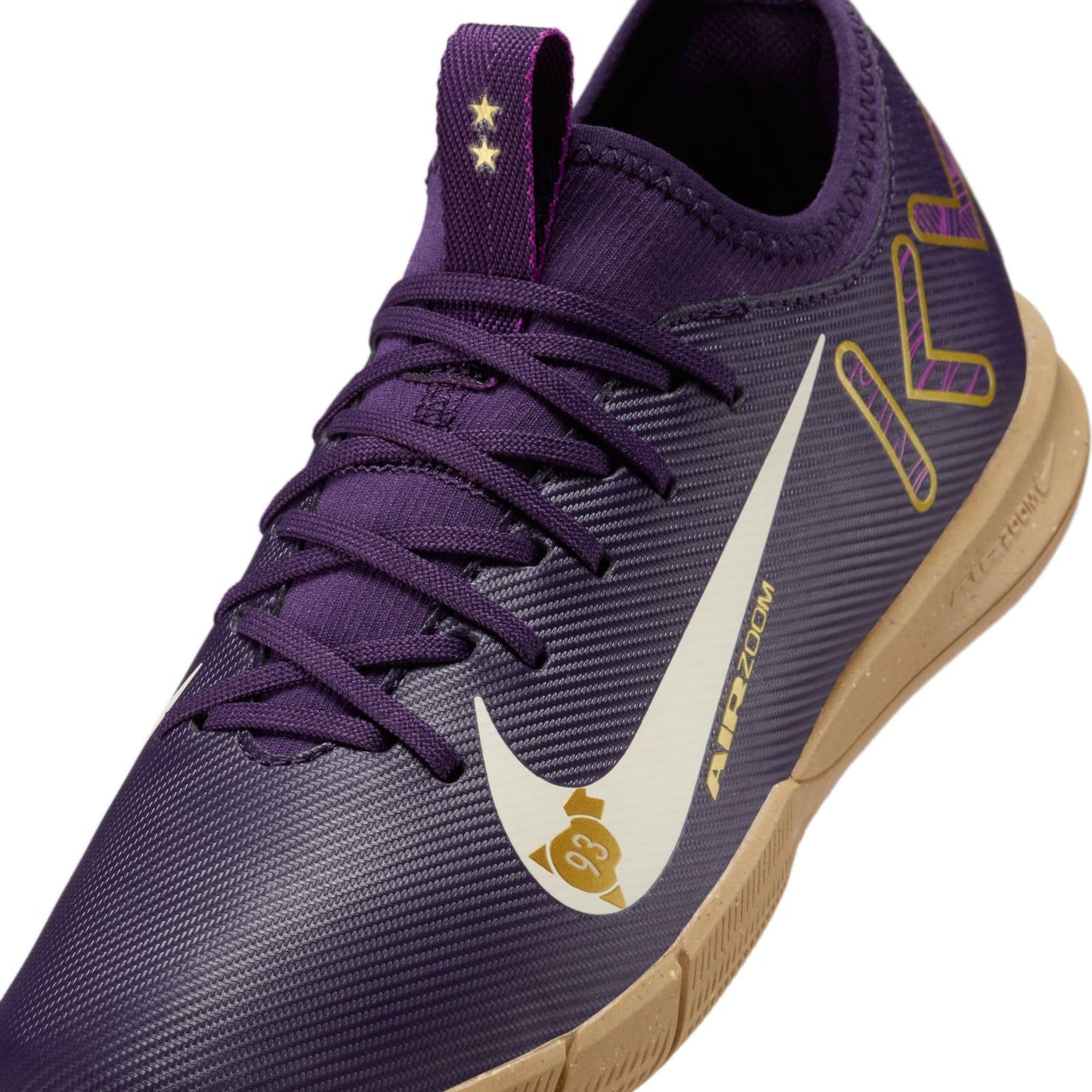 Nike Jr. Mercurial Vapor 16 Academy Kylian Mbappe Big Kids' IC Low-Top Soccer Shoes (FQ8414-500, Grand Purple/Pale Ivory) Size 3.5