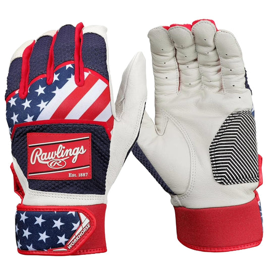Rawlings | Workhorse Baseball Batting Gloves | Stars & Stripes | Adult Small