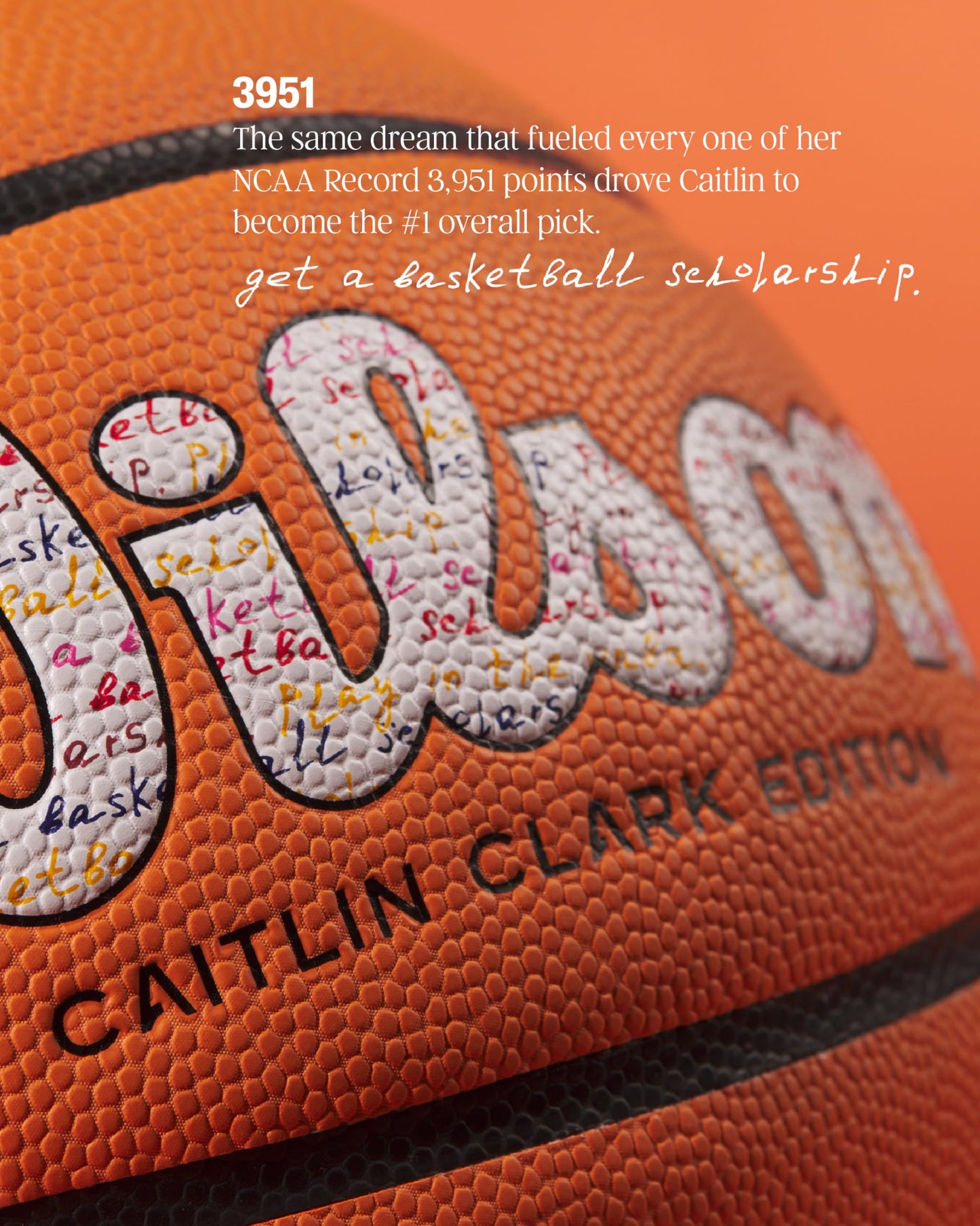 WILSON Caitlin Clark EVO NXT 3951 Game Basketball - Orange, Size 6-28.5"