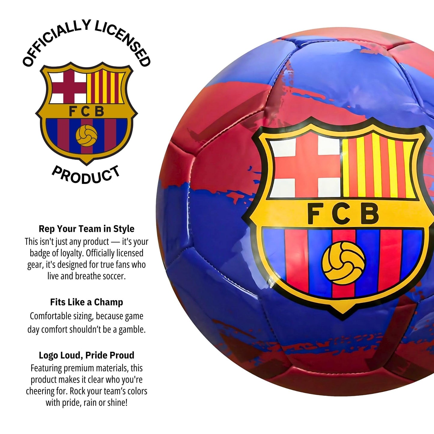 Icon Sports Officially Licensed FC Barcelona Size 5 Regulation Brush Navy Blue Soccer Ball