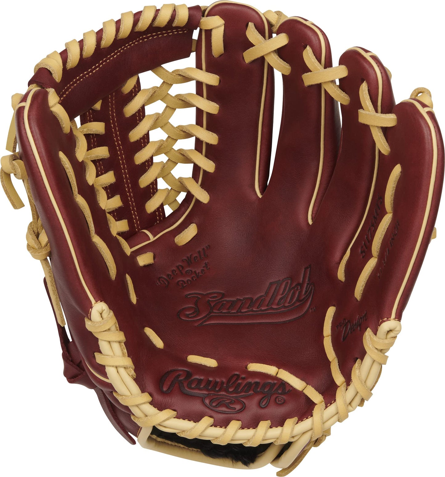 Rawlings | SANDLOT Baseball Glove | Left Hand Throw | 11.75" - Modified Trap-Eze Web, 11.75 inch - Trapeze Web - Burgundy